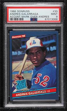 1986 Donruss - [Base] #33.2 - Rated Rookie - Andres Galarraga (Accent Mark over Name on Back) [PSA 9 MINT]
