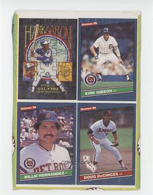 1986 Donruss - Wax Box Bottom Box Bottoms - Panels #PC 4-6 - Kirk Gibson, Willie Hernandez, Doug DeCinces, Hank Aaron [Poor to Fair]