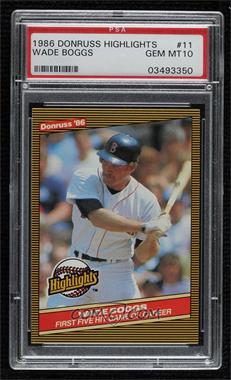 1986 Donruss Highlights - Box Set [Base] #11 - Wade Boggs [PSA 10 GEM MT]