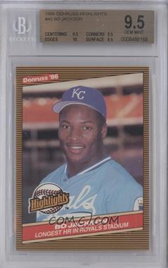 1986 Donruss Highlights - Box Set [Base] #43 - Bo Jackson [BGS 9.5 GEM MINT]