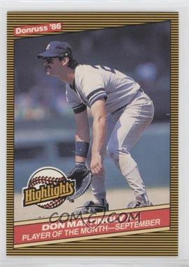 1986 Donruss Highlights - Box Set [Base] #48 - Don Mattingly