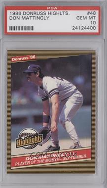 1986 Donruss Highlights - Box Set [Base] #48 - Don Mattingly [PSA 10 GEM MT]