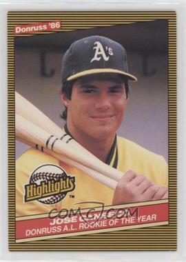 1986 Donruss Highlights - Box Set [Base] #55 - Jose Canseco