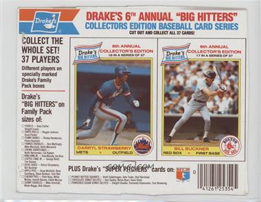 1986 Drake's Big Hitters - Food Issue 2 Card Panel #16-17 - Darryl Strawberry, Bill Buckner [Poor to Fair]