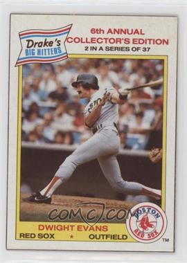 1986 Drake's Big Hitters - Food Issue [Base] #2 - Dwight Evans [EX to NM]