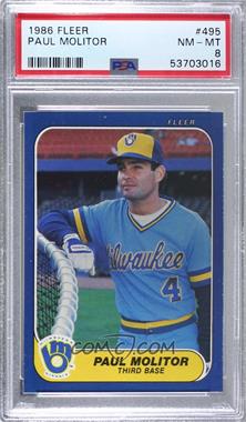 1986 Fleer - [Base] #495 - Paul Molitor [PSA 8 NM‑MT]