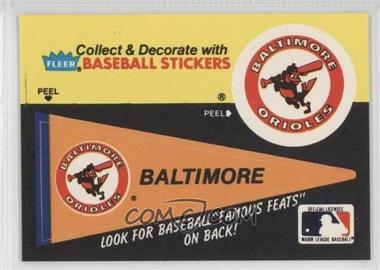 1986 Fleer - Team Stickers Inserts/Baseball's Famous Feats #_BAOR.1 - Baltimore Orioles Pennant - Hack Wilson