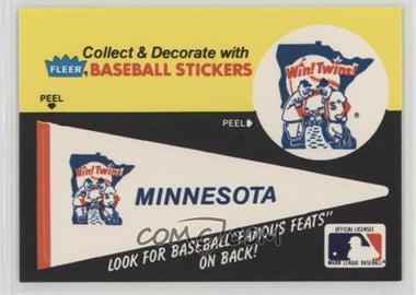 1986 Fleer - Team Stickers Inserts/Baseball's Famous Feats #_MITW.1 - Minnesota Twins Pennant - Fred Toney Hippo Vaughn