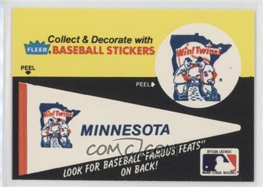 1986 Fleer - Team Stickers Inserts/Baseball's Famous Feats #_MITW.1 - Minnesota Twins Pennant - Fred Toney Hippo Vaughn