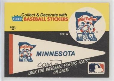 1986 Fleer - Team Stickers Inserts/Baseball's Famous Feats #_MITW.1 - Minnesota Twins Pennant - Fred Toney Hippo Vaughn