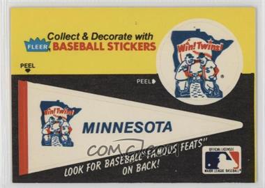 1986 Fleer - Team Stickers Inserts/Baseball's Famous Feats #_MITW.1 - Minnesota Twins Pennant - Fred Toney Hippo Vaughn