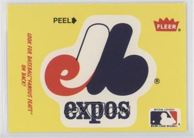 1986 Fleer - Team Stickers Inserts/Baseball's Famous Feats #_MOEX.3 - Montreal Expos Team Logo - Fred Toney Hippo Vaughn