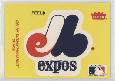 1986 Fleer - Team Stickers Inserts/Baseball's Famous Feats #_MOEX.3 - Montreal Expos Team Logo - Fred Toney Hippo Vaughn