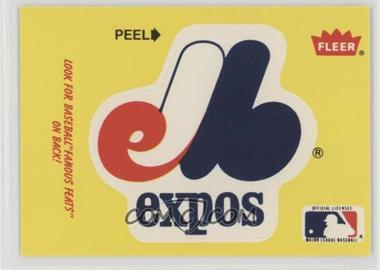 1986 Fleer - Team Stickers Inserts/Baseball's Famous Feats #_MOEX.3 - Montreal Expos Team Logo - Fred Toney Hippo Vaughn