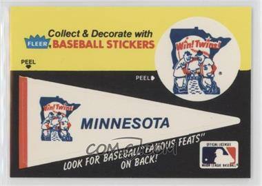 1986 Fleer - Team Stickers Inserts/Baseball's Famous Feats #MITW.1 - Minnesota Twins Pennant - Fred Toney Hippo Vaughn