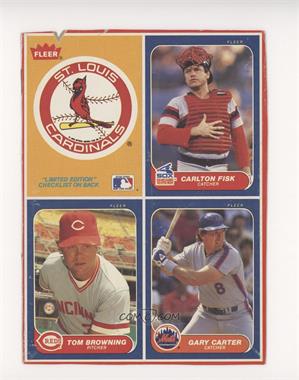 1986 Fleer - Wax Box Bottoms - Complete Panel #C-5678 - Cardinals Logo, Carlton Fisk, Tom Browning, Gary Carter [Poor to Fair]