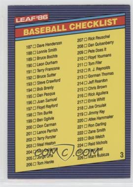 1986 Leaf Canadian - Checklists #3 - Checklist