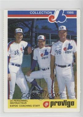 1986 Provigo Montreal Expos Collection - [Base] #14 - Joe Kerrigan, Bobby Winkles, Larry Bearnarth