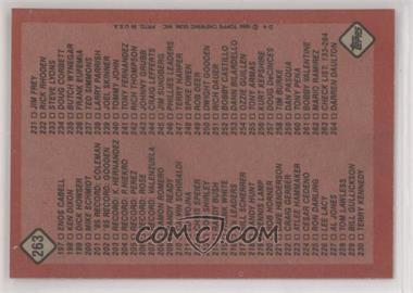 1986 Topps - [Base] - Blank Front #263 - Checklist 133-264