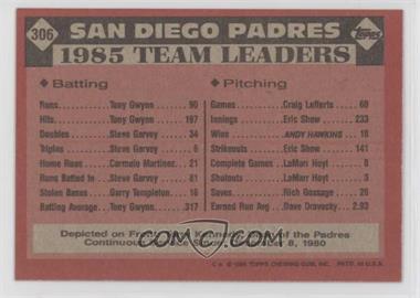 1986 Topps - [Base] - Blank Front #306 - Terry Kennedy