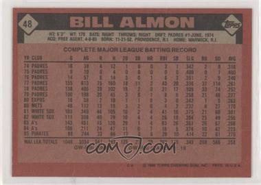 1986 Topps - [Base] - Blank Front #48 - Bill Almon
