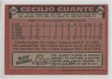 1986 Topps - [Base] - Blank Front #668 - Cecilio Guante