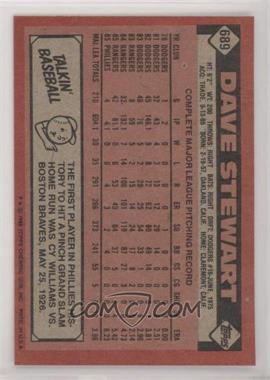 1986 Topps - [Base] - Blank Front #689 - Dave Stewart