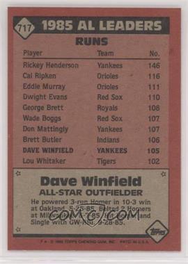 1986 Topps - [Base] - Blank Front #717 - All Star - Dave Winfield