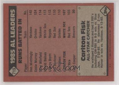 1986 Topps - [Base] - Blank Front #719 - All Star - Carlton Fisk