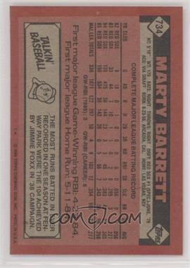 1986 Topps - [Base] - Blank Front #734 - Marty Barrett