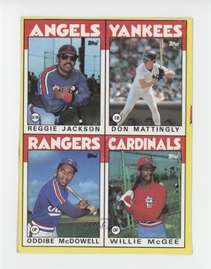 1986 Topps - Wax Box Bottom - Complete Panel #I/J/K/L - Reggie Jackson, Don Mattingly, Oddibe McDowell, Willie McGee [Good to VG‑EX]