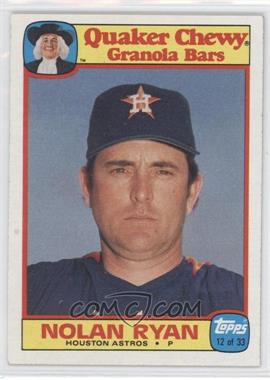 1986 Topps Quaker Chewy Granola Bars - Food Issue [Base] #12 - Nolan Ryan