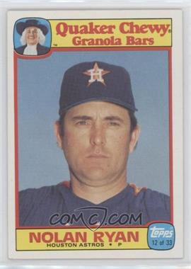 1986 Topps Quaker Chewy Granola Bars - Food Issue [Base] #12 - Nolan Ryan