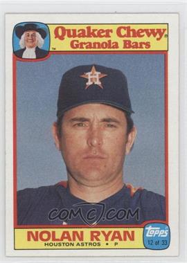 1986 Topps Quaker Chewy Granola Bars - Food Issue [Base] #12 - Nolan Ryan