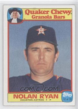 1986 Topps Quaker Chewy Granola Bars - Food Issue [Base] #12 - Nolan Ryan