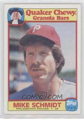 1986 Topps Quaker Chewy Granola Bars - Food Issue [Base] #14 - Mike Schmidt