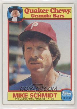 1986 Topps Quaker Chewy Granola Bars - Food Issue [Base] #14 - Mike Schmidt