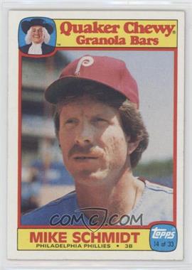 1986 Topps Quaker Chewy Granola Bars - Food Issue [Base] #14 - Mike Schmidt