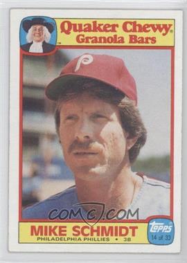 1986 Topps Quaker Chewy Granola Bars - Food Issue [Base] #14 - Mike Schmidt