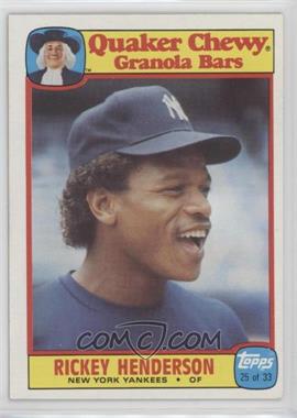 1986 Topps Quaker Chewy Granola Bars - Food Issue [Base] #25 - Rickey Henderson