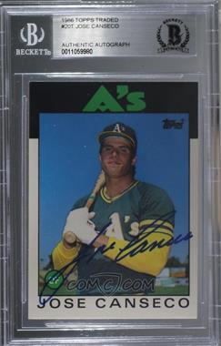1986 Topps Traded - [Base] #20T - Jose Canseco [BAS BGS Authentic]