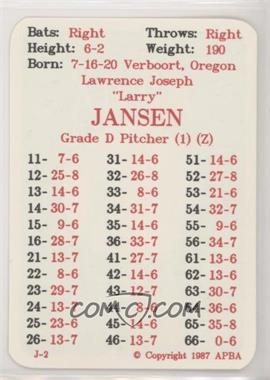 1987 APBA Baseball 1952 Season - [Base] #_LAJA - Larry Jansen