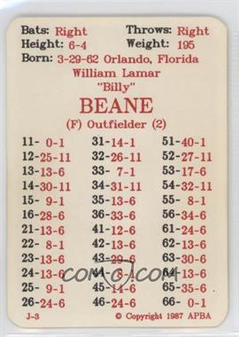1987 APBA Baseball 1986 Season - [Base] #_BIBE - Billy Beane