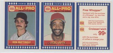 1987 Burger King All-Pro - [Base] - Complete Panel #13-14 - Don Mattingly, Ozzie Smith [EX to NM]