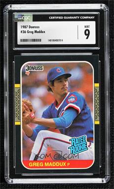 1987 Donruss - [Base] #36 - Rated Rookie - Greg Maddux [CGC 9 Mint]