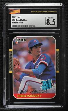 1987 Donruss - [Base] #36 - Rated Rookie - Greg Maddux [CSG 8.5 NM/Mint+]