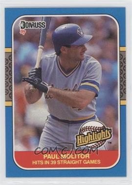 1987 Donruss Highlights - [Base] #29 - Paul Molitor