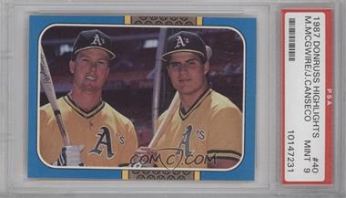 1987 Donruss Highlights - [Base] #40 - Mark McGwire, Jose Canseco [PSA 9 MINT]