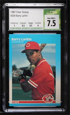 1987 Fleer - [Base] - Factory Set Glossy #204 - Barry Larkin [CSG 7.5 Near Mint+]