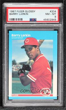 1987 Fleer - [Base] - Factory Set Glossy #204 - Barry Larkin [PSA 8 NM‑MT]